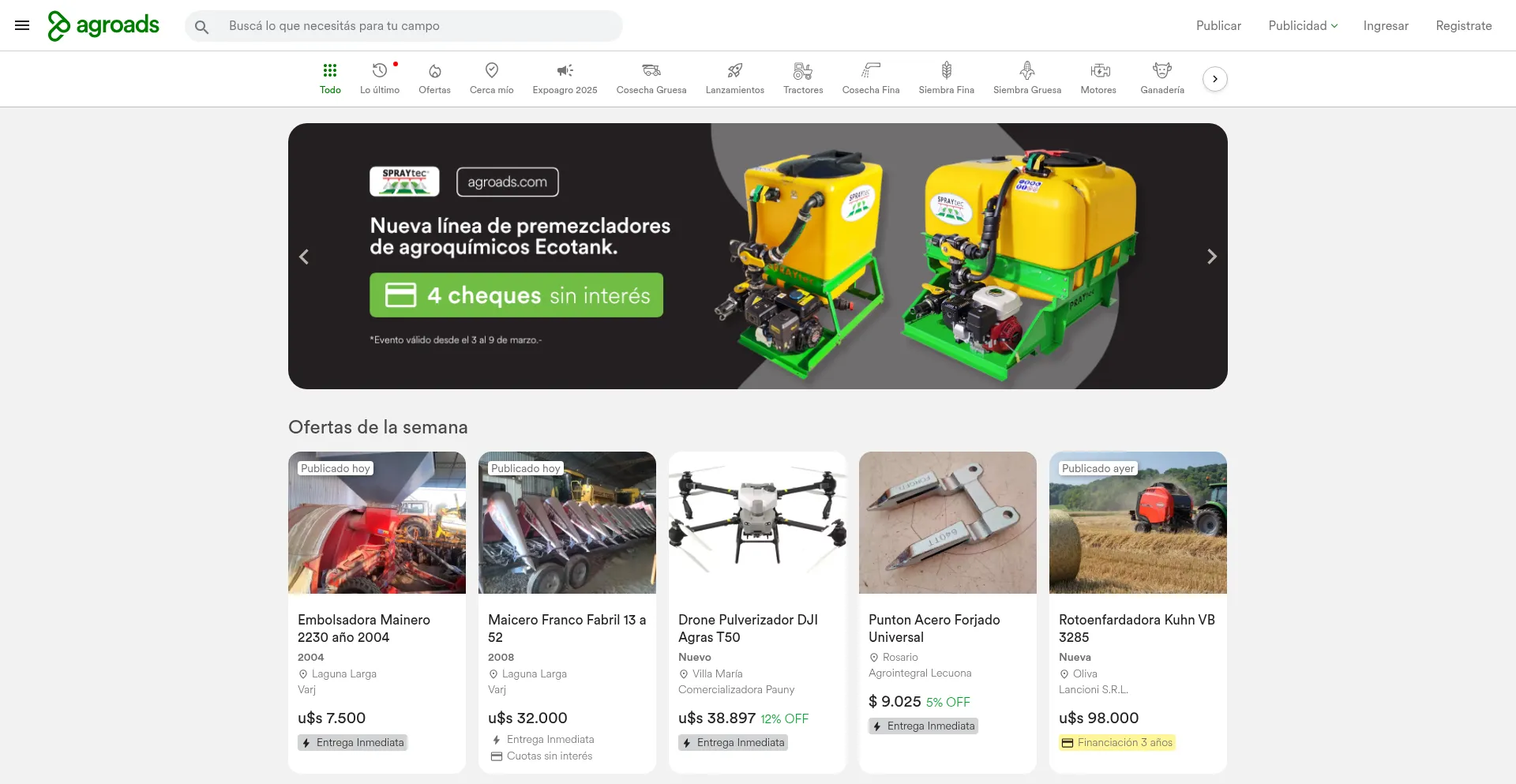 Website screenshot of Agroads.com.ar