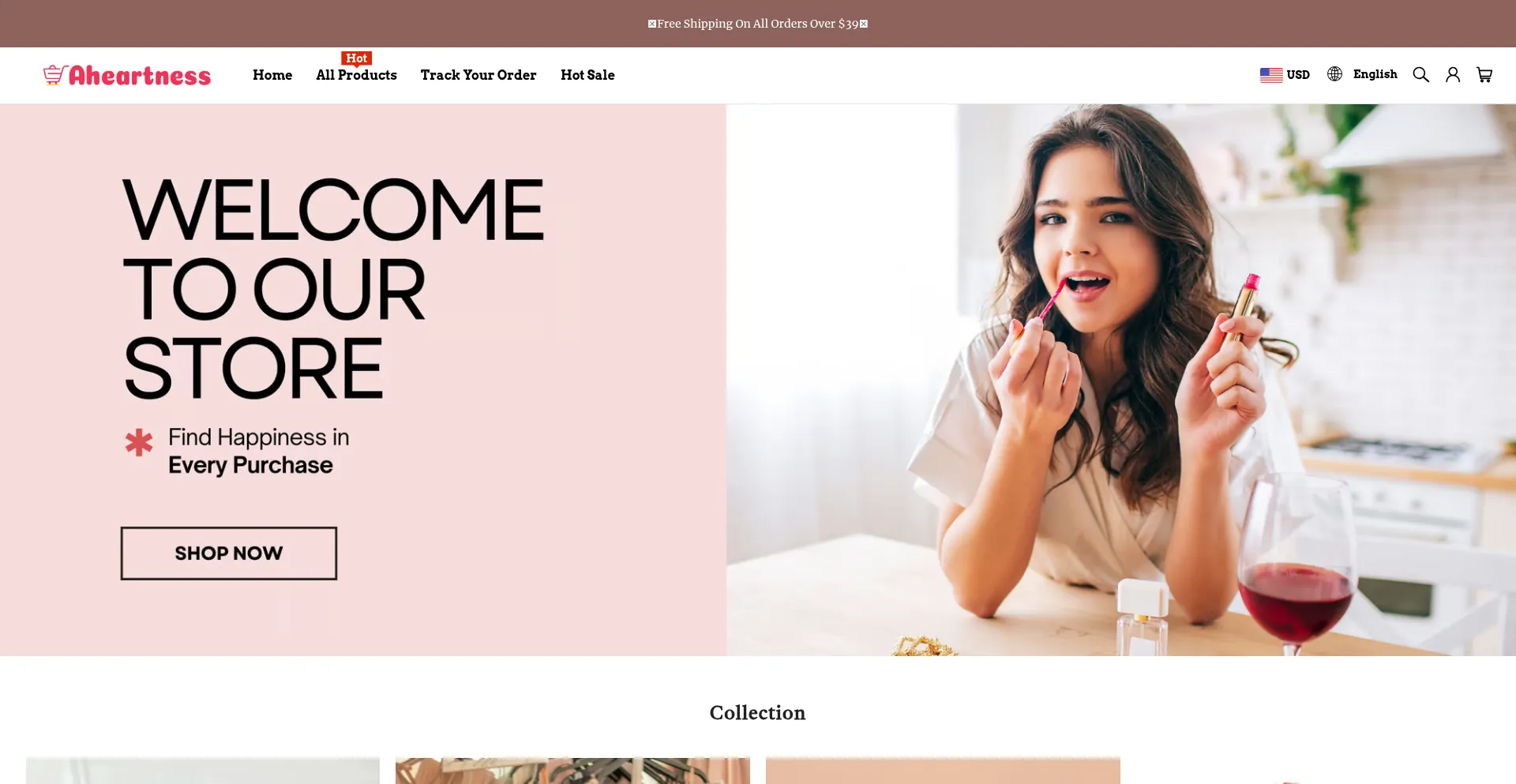Website screenshot of Aheartness.com