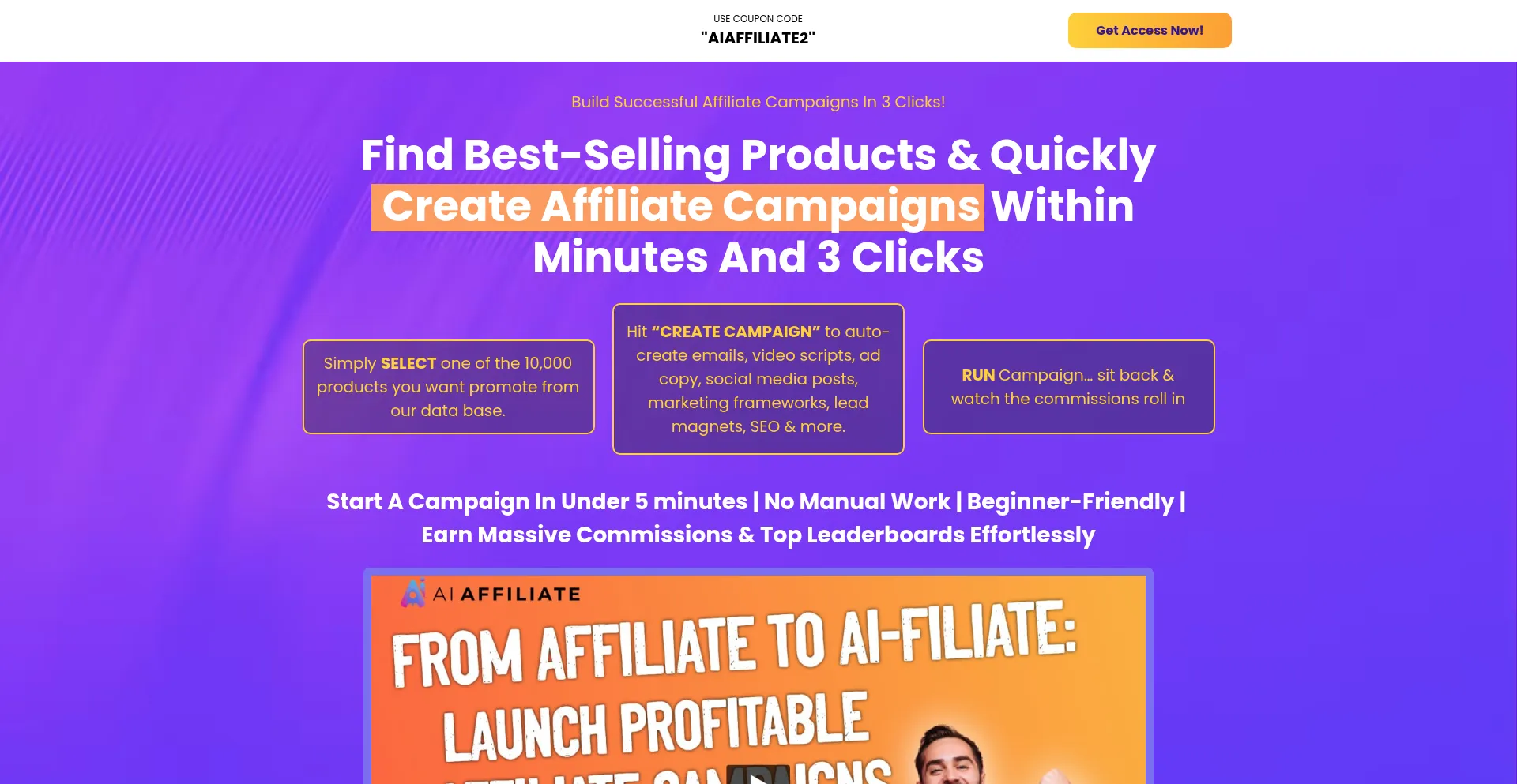 Website screenshot of Aiaffiliatemachine.com