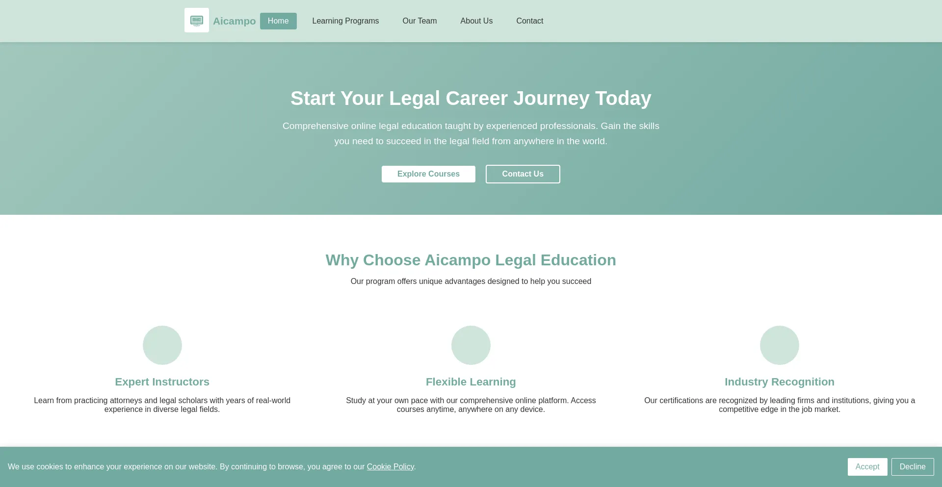 Website screenshot of Aicampo.org