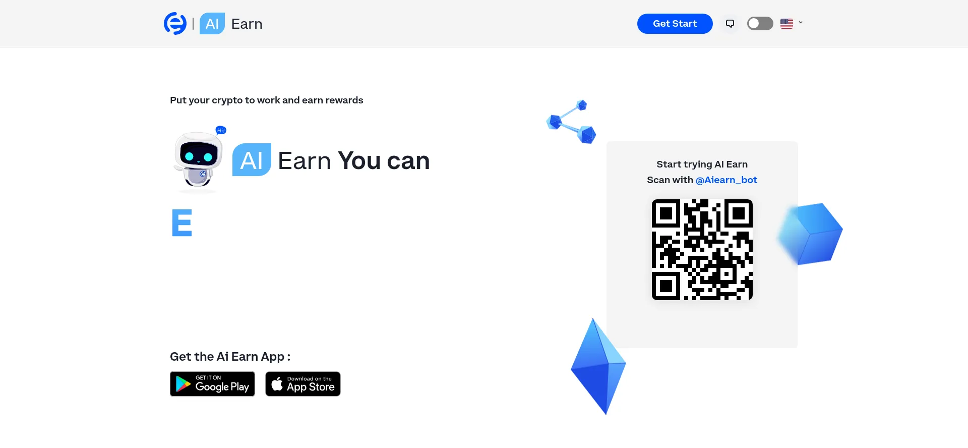 Website screenshot of Aiearn.co