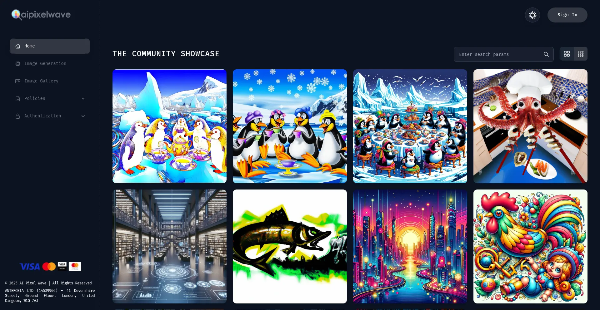 Website screenshot of Aipixelwave.com