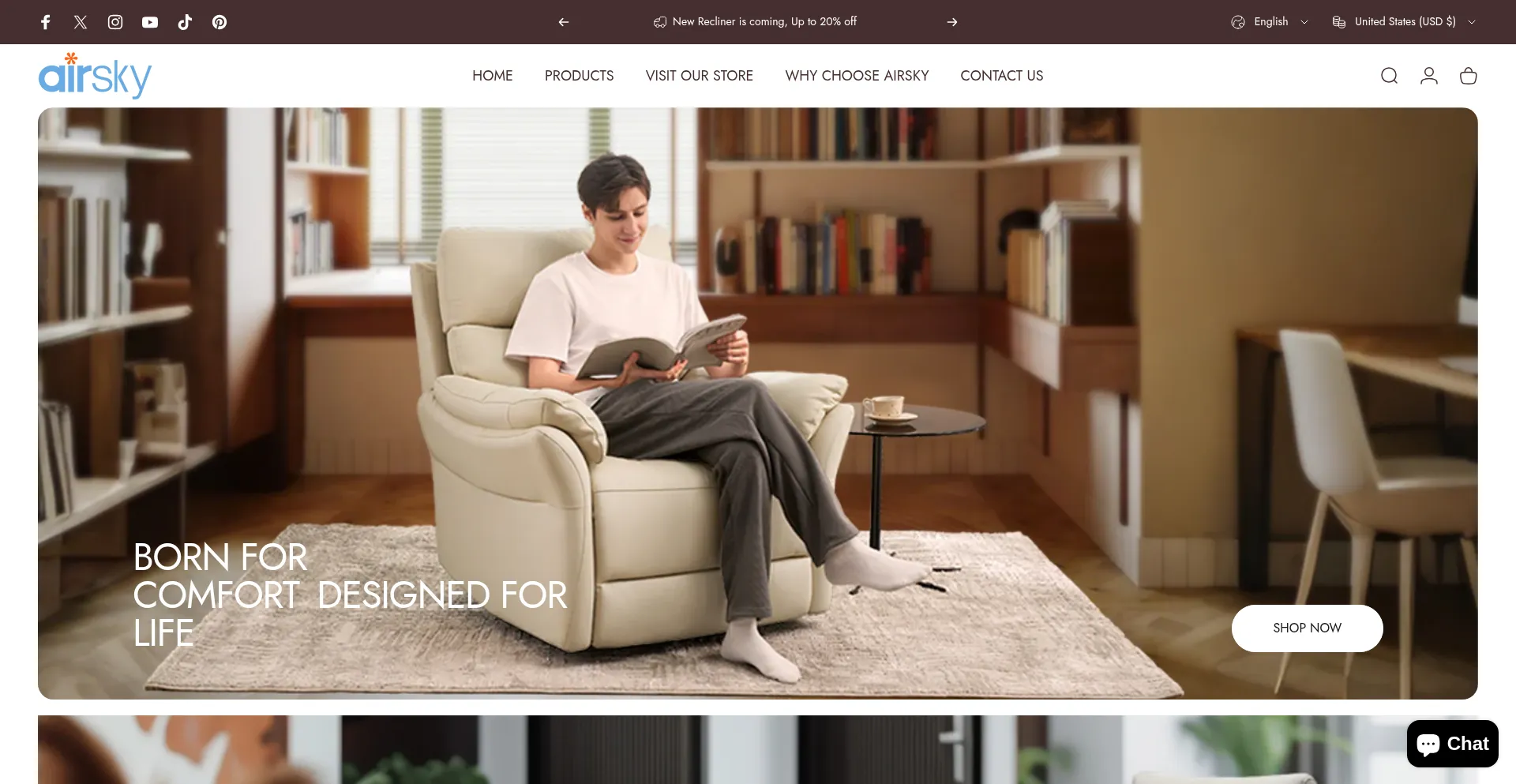 Website screenshot of Airskyoffice.com