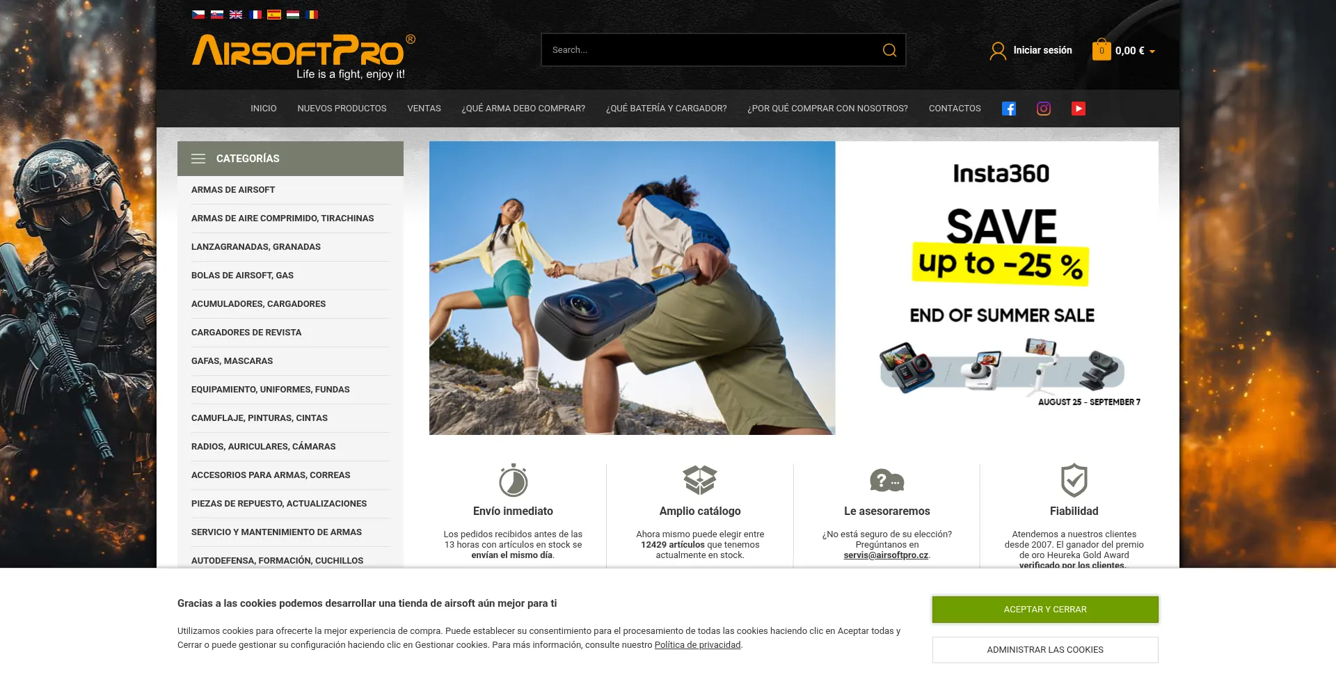 Website screenshot of Airsoftpro.es