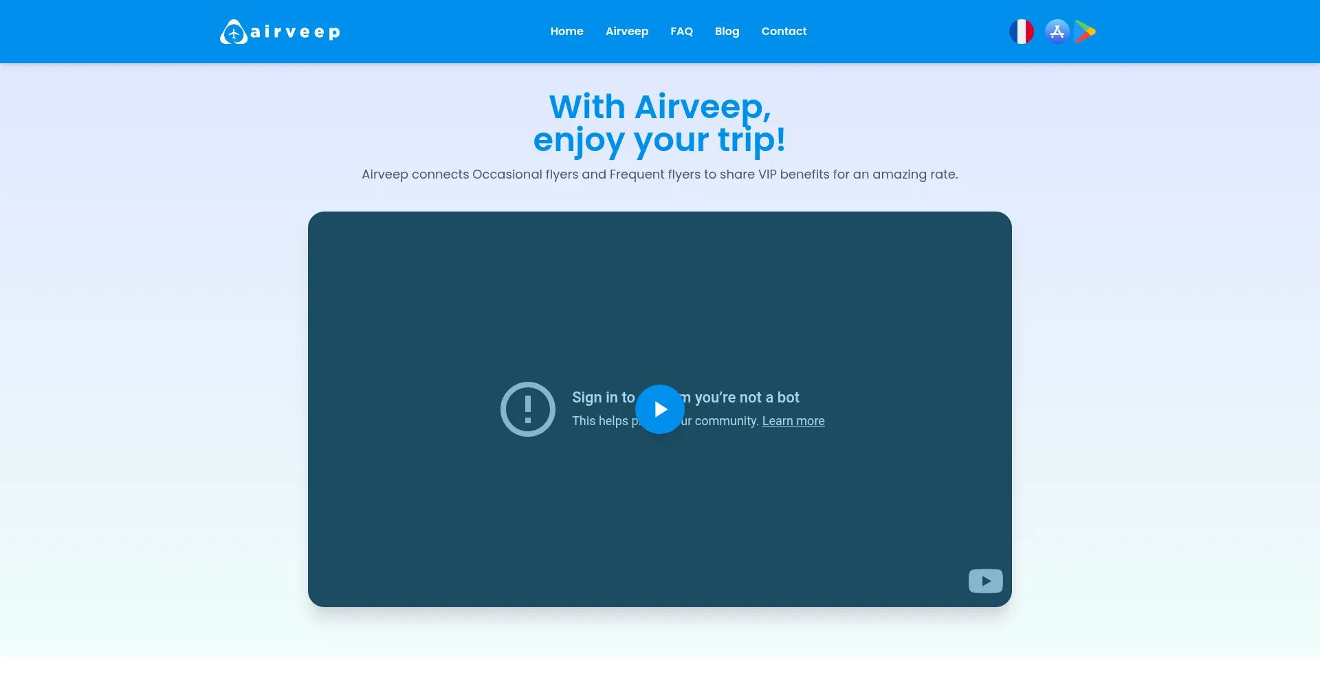 Website screenshot of Airveep.com