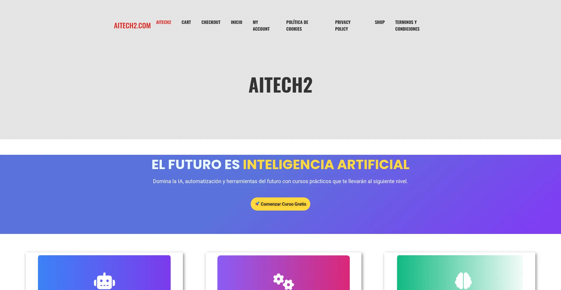 Website screenshot of Aitech2.com