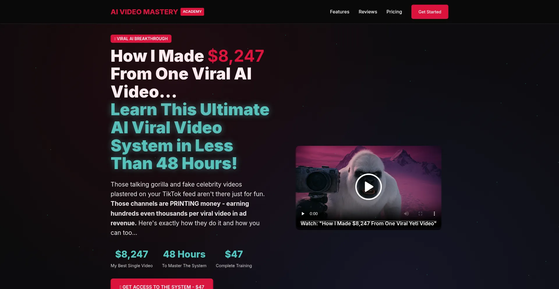 Website screenshot of Aivideomasteryacademy.com