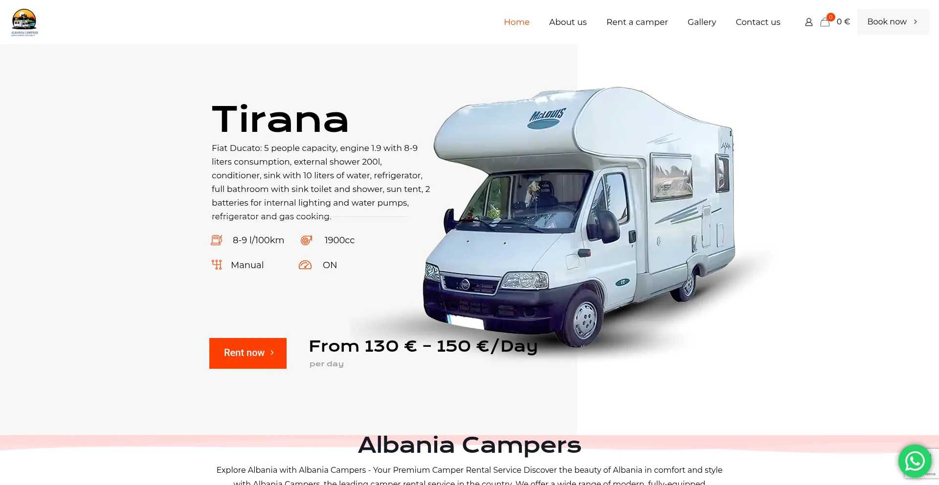 Website screenshot of Albaniacampers.com
