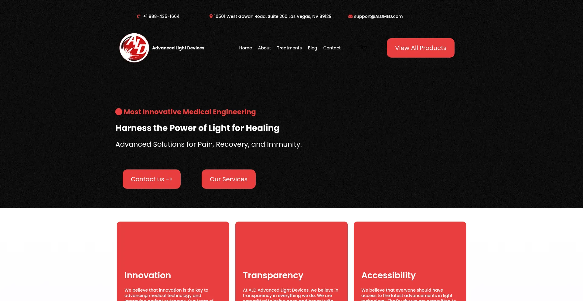 Website screenshot of Aldmed.com