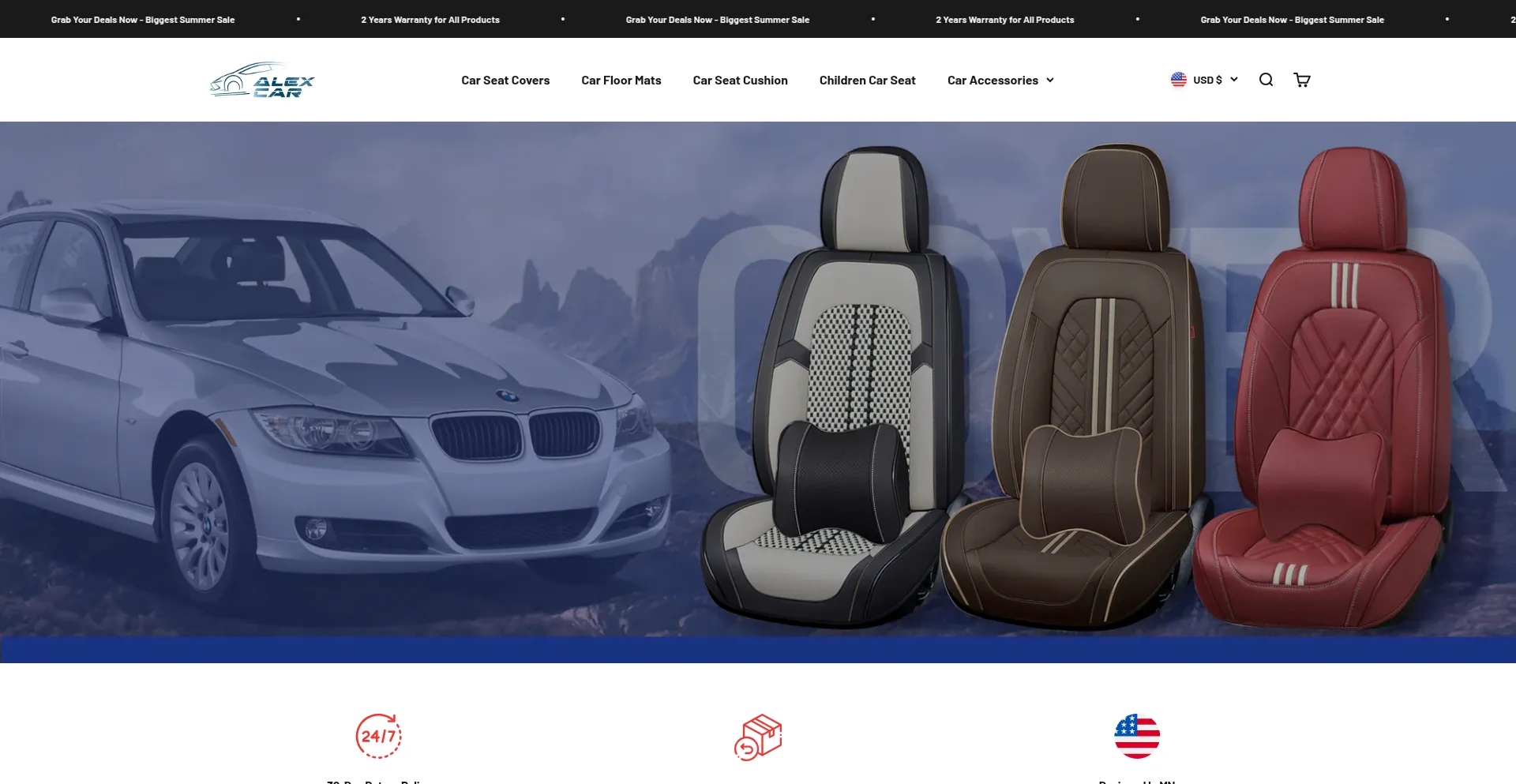 Website screenshot of Alexcar.com