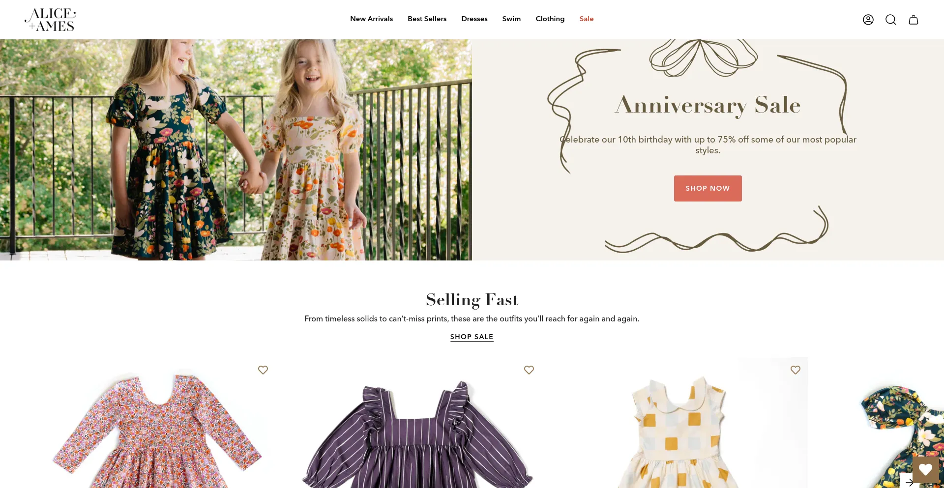 Website screenshot of Aliceandames.com