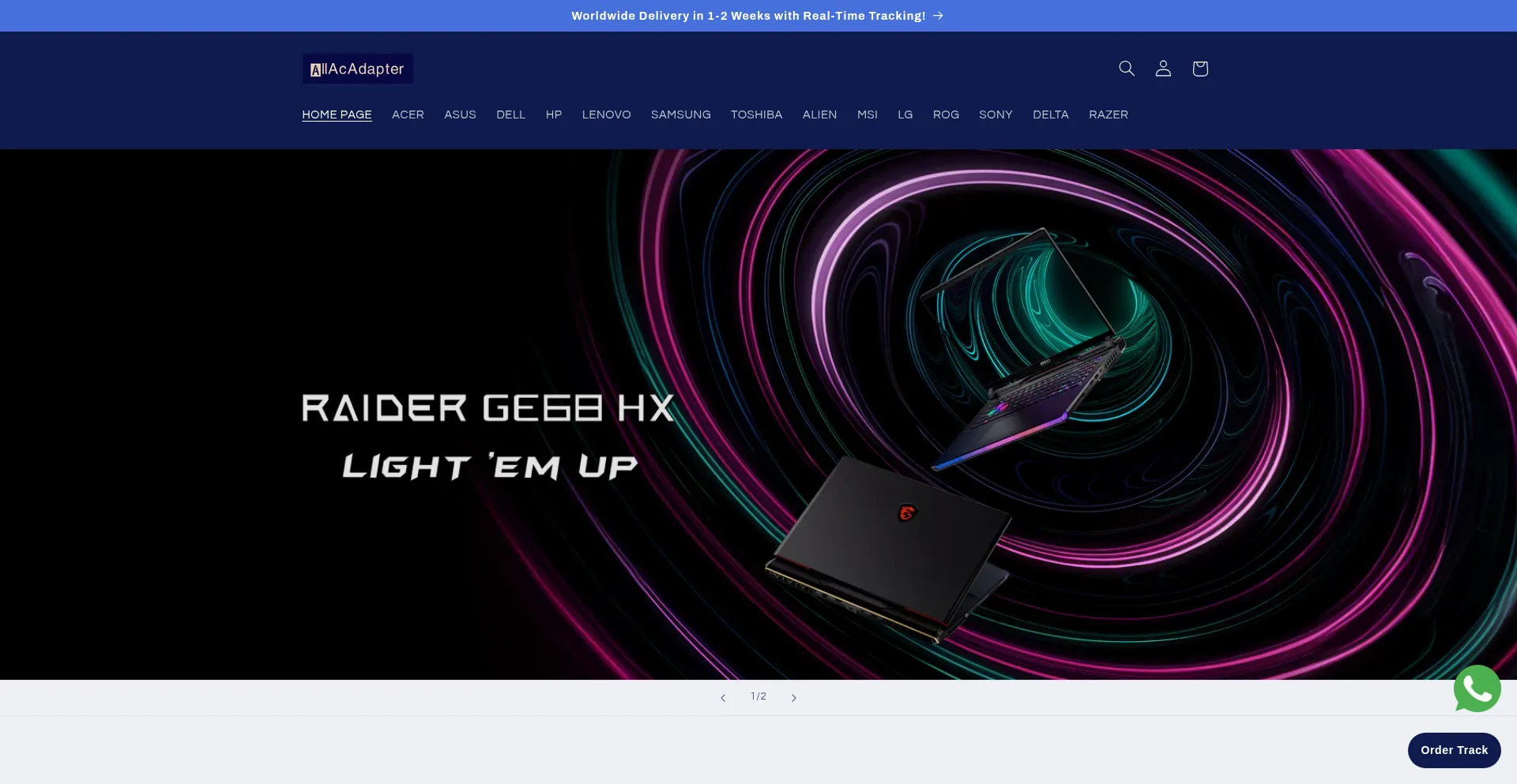 Website screenshot of Allacadapter.com