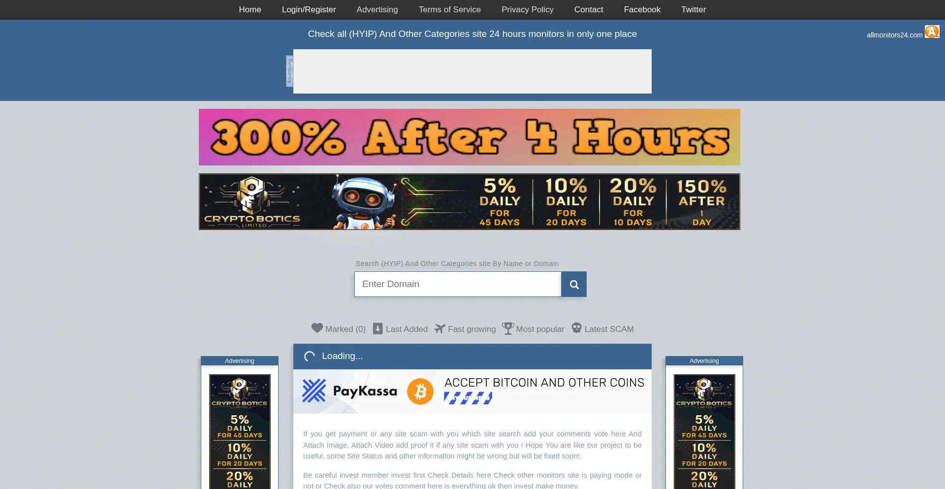 Website screenshot of Allmonitors24.com