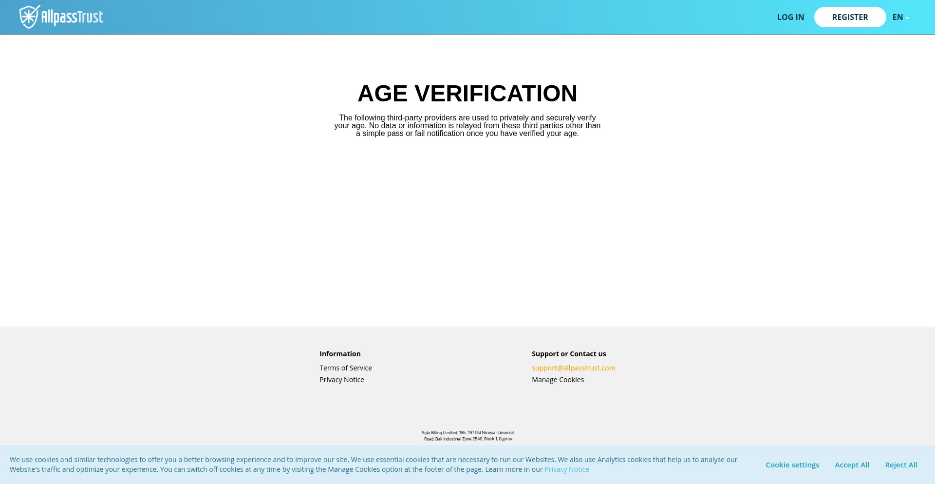 Website screenshot of Allpasstrust.com