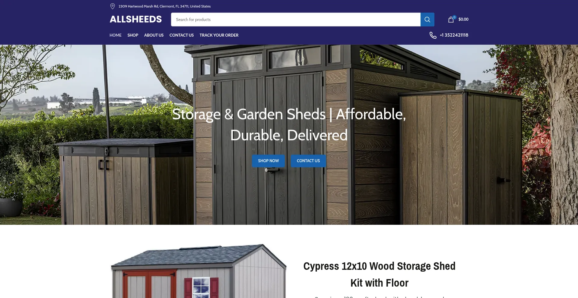 Website screenshot of Allsheeds.shop