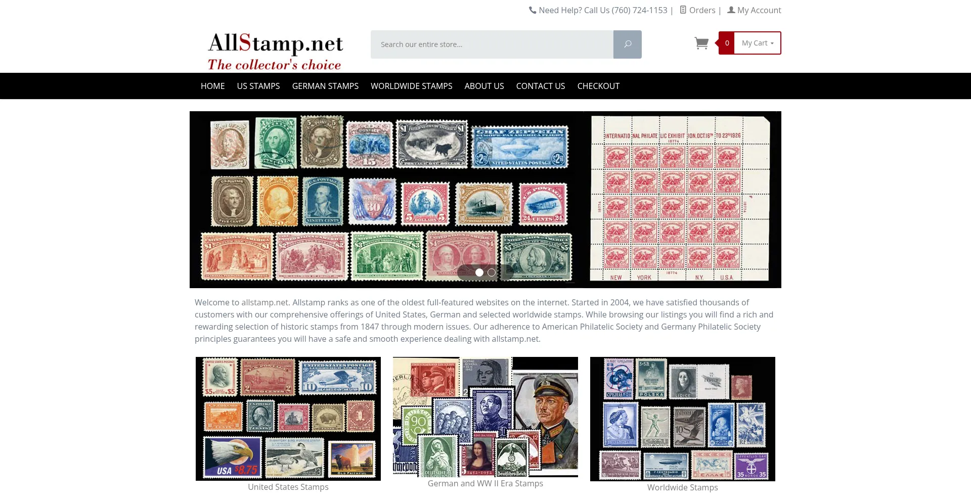 Website screenshot of Allstamp.net