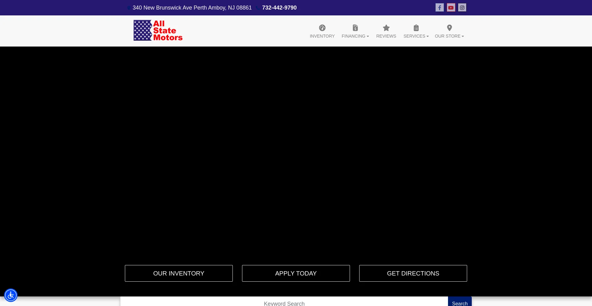 Website screenshot of Allstatemotors.com