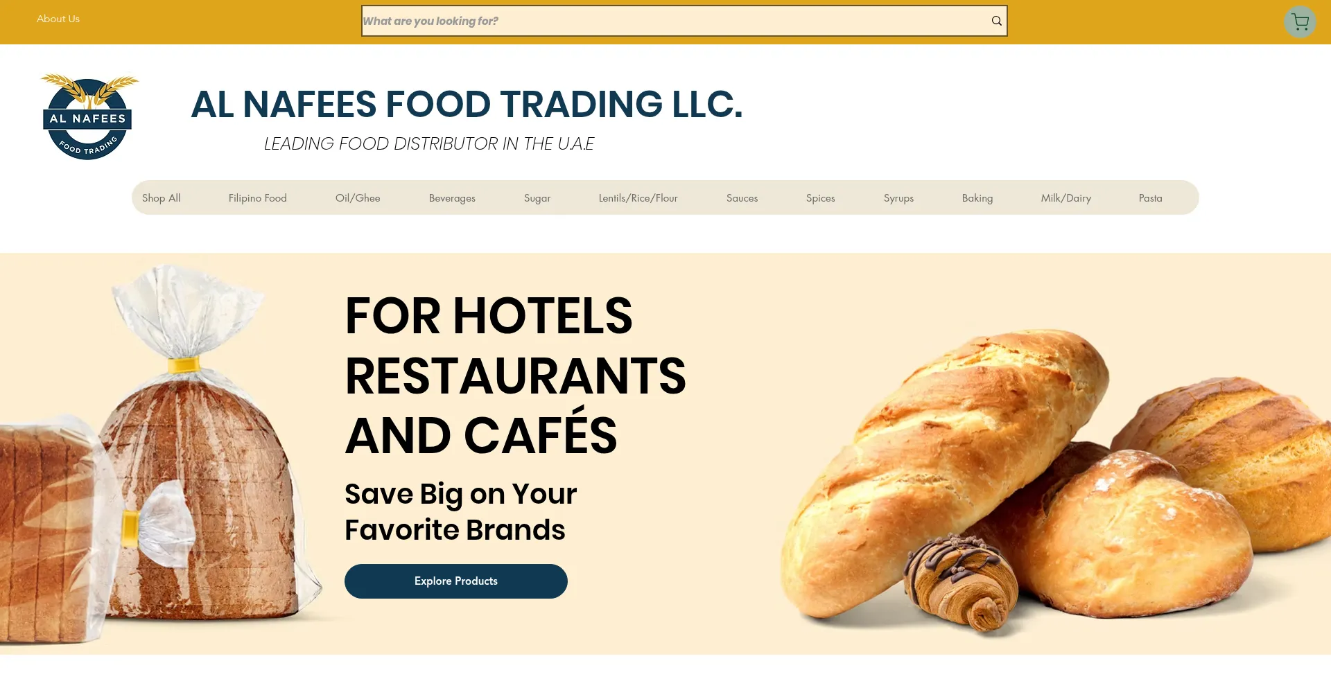 Website screenshot of Alnafeesfood.com