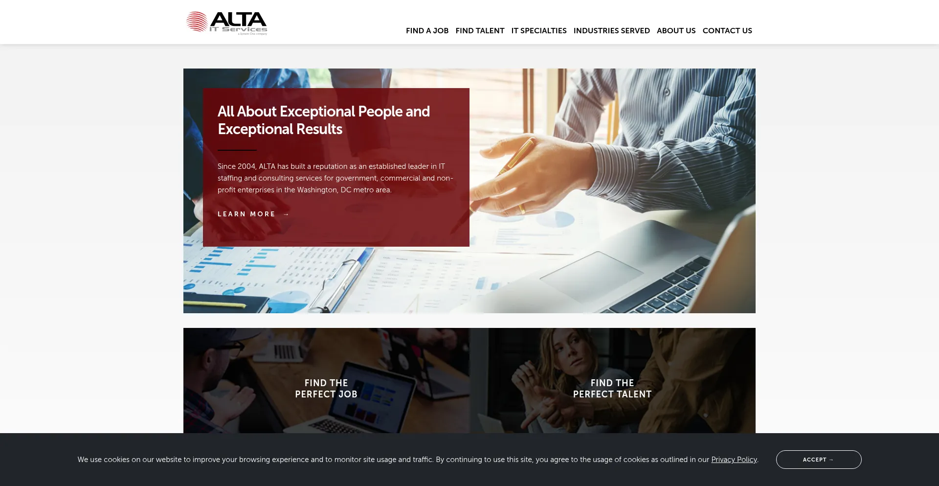 Website screenshot of Altaits.com