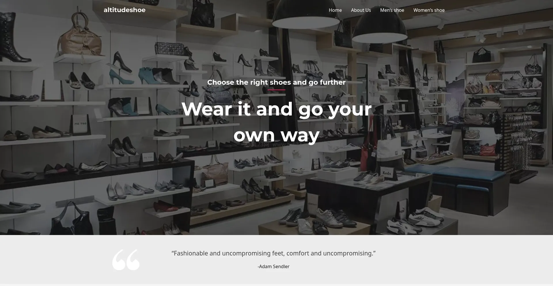 Website screenshot of Altitudeshoe.com