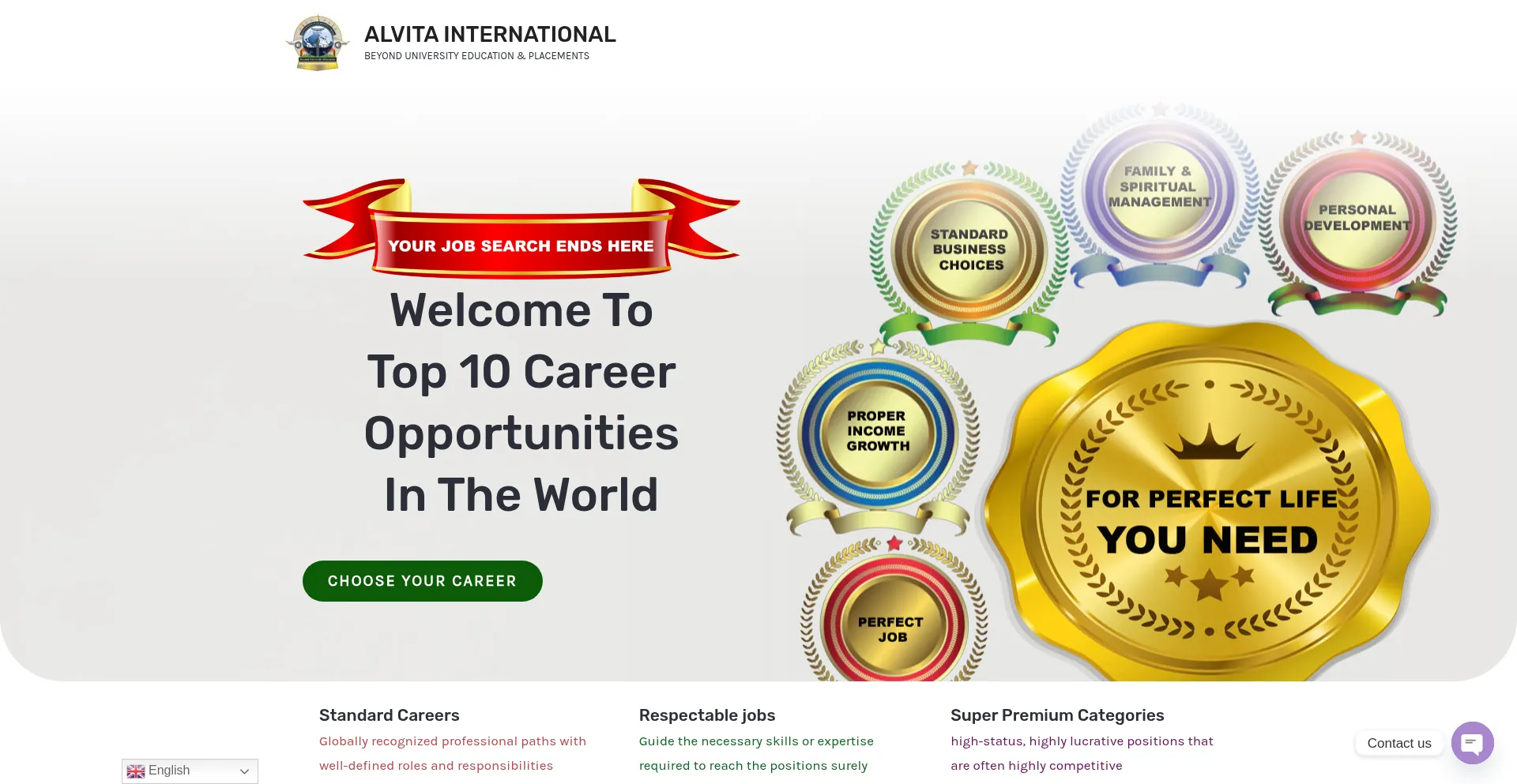 Website screenshot of Alvitainternational.com