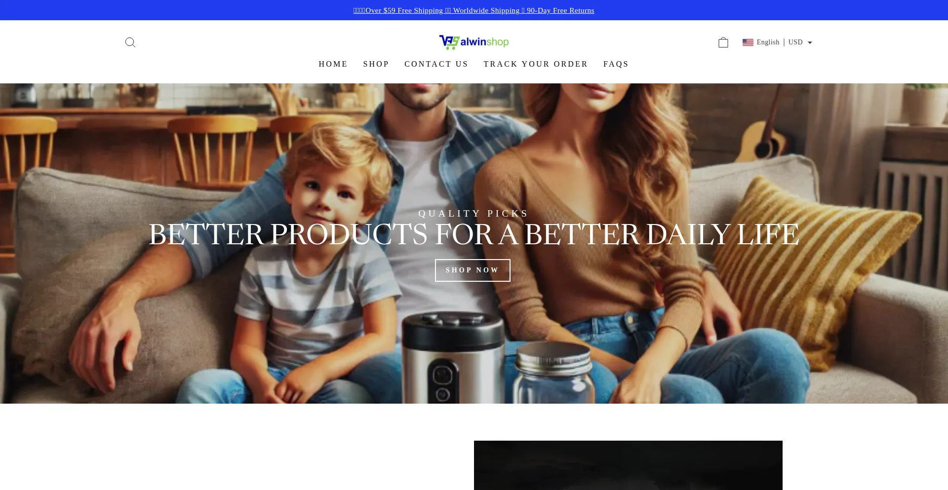 Website screenshot of Alwinshop.com
