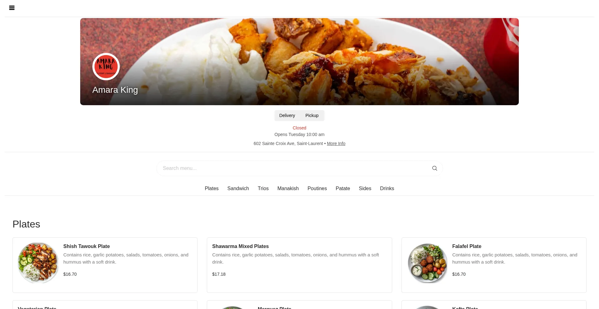 Website screenshot of Amaraking.ca