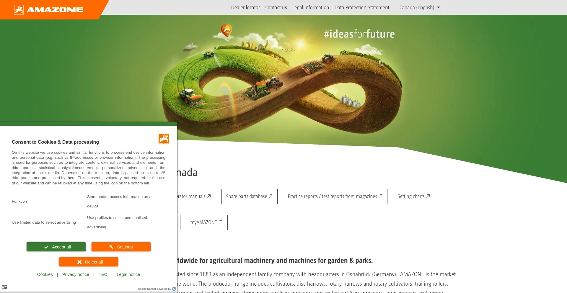 Website screenshot of Amazone.ca