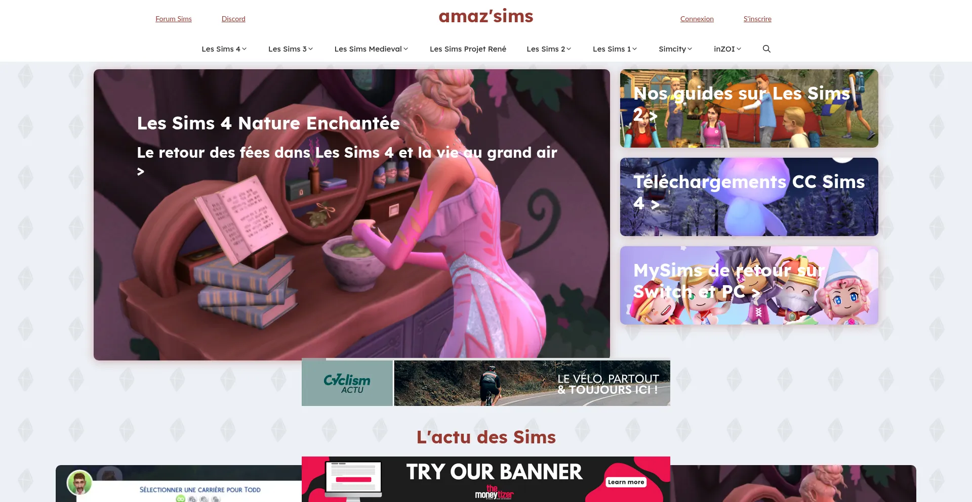Website screenshot of Amazsims.fr