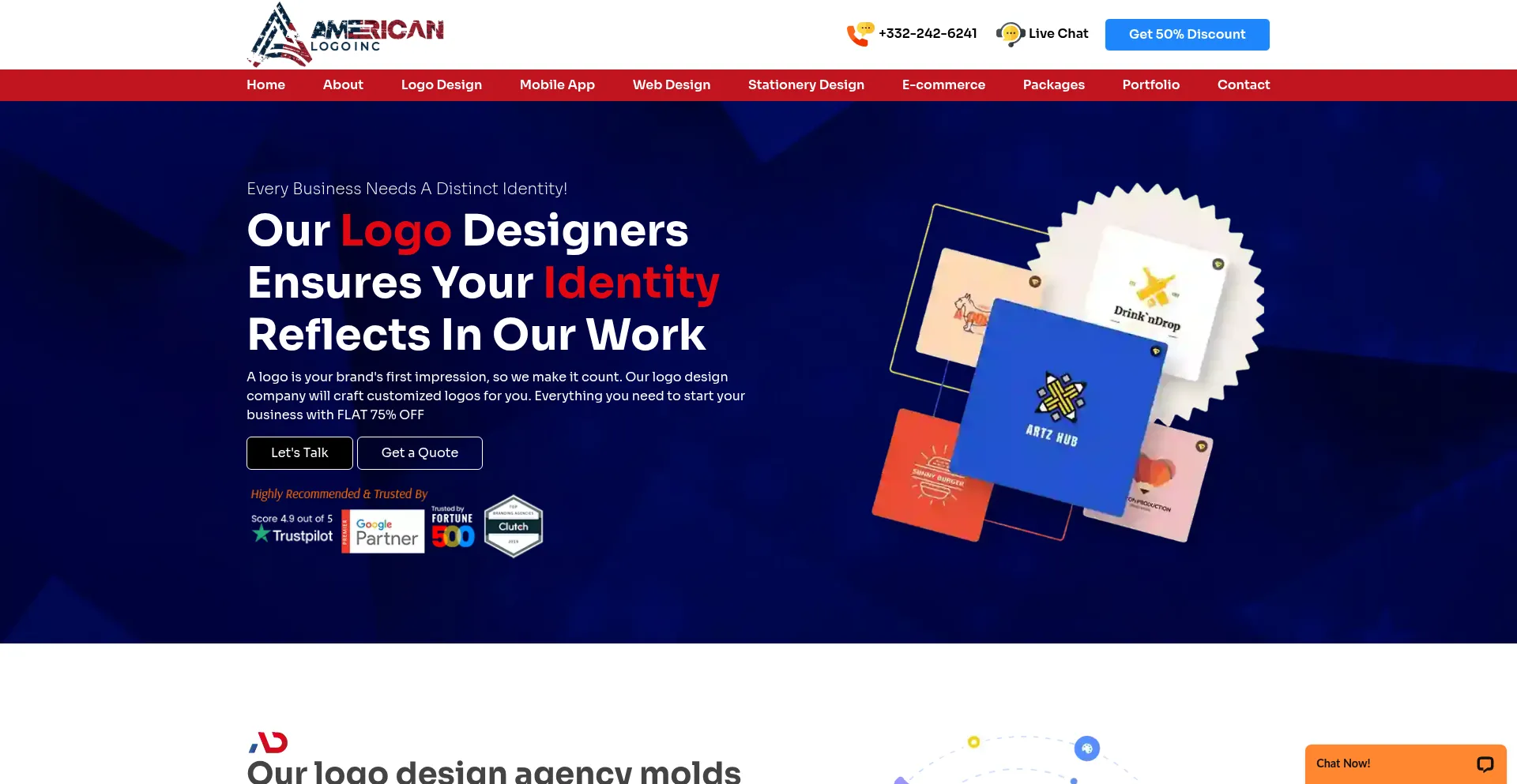 Website screenshot of Americanlogoinc.com