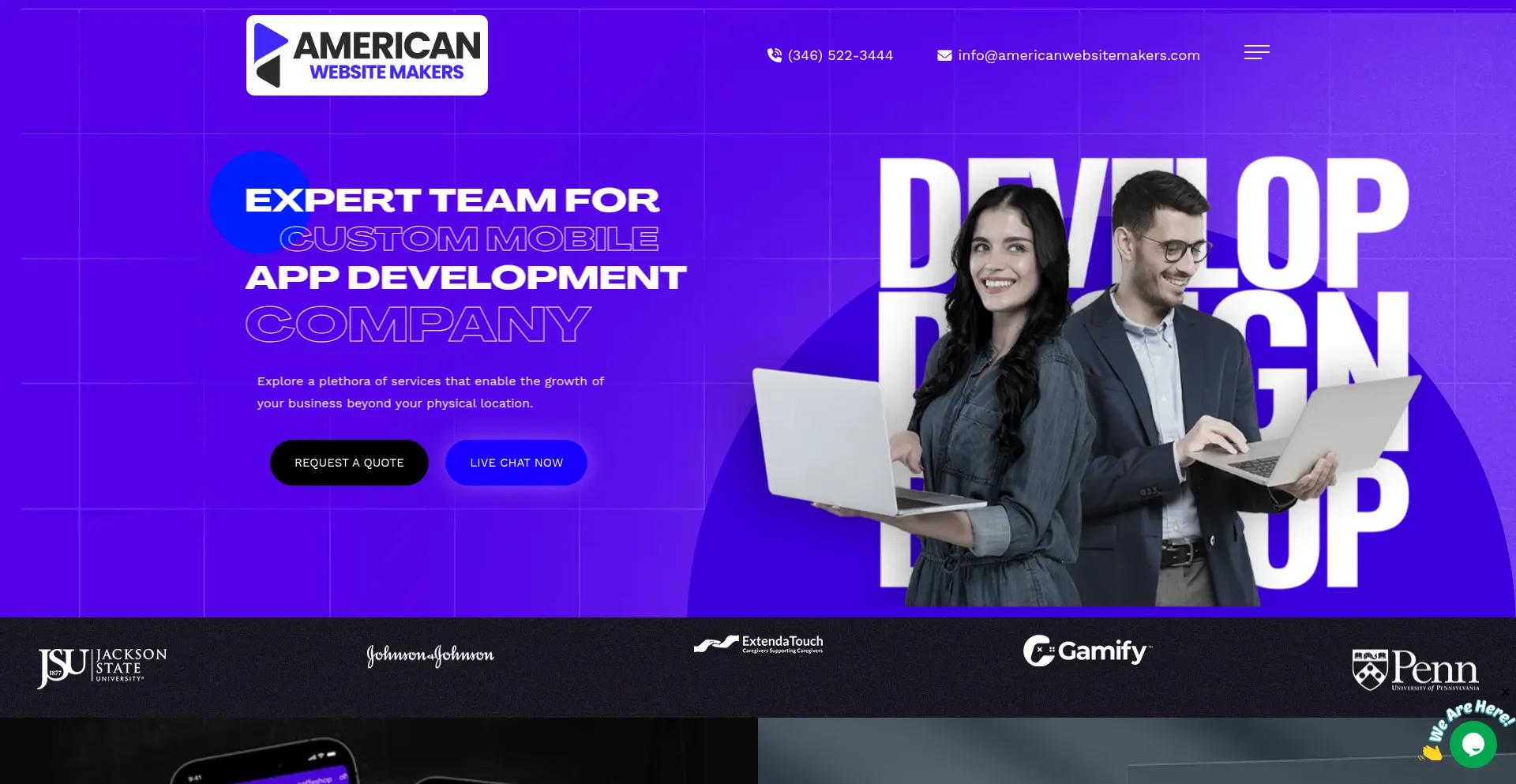 Website screenshot of Americanwebsitemakers.com