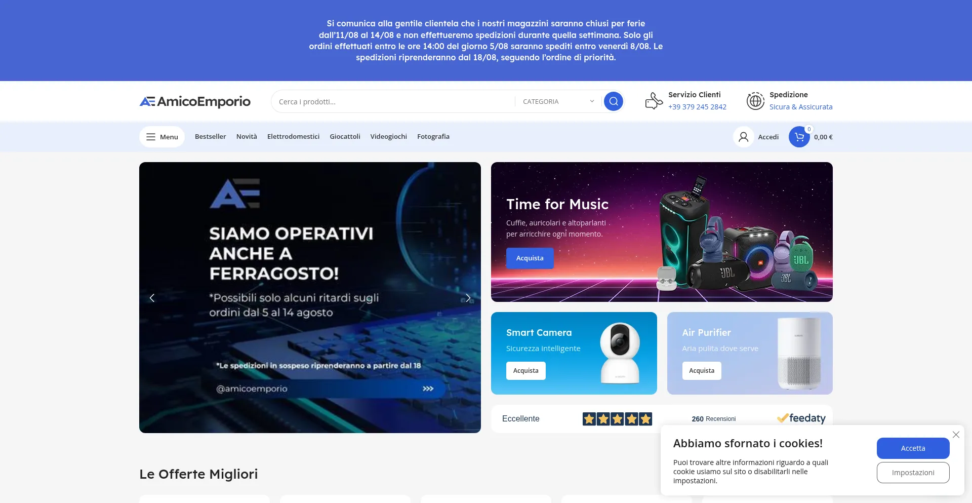 Website screenshot of Amicoemporio.it