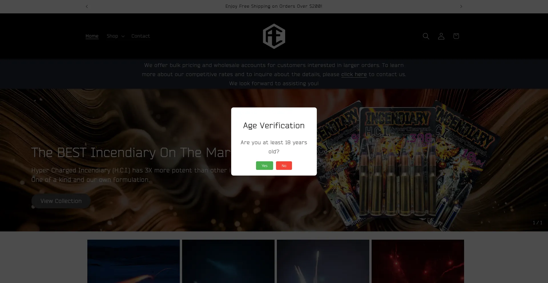 Website screenshot of Ammoenterprise.com