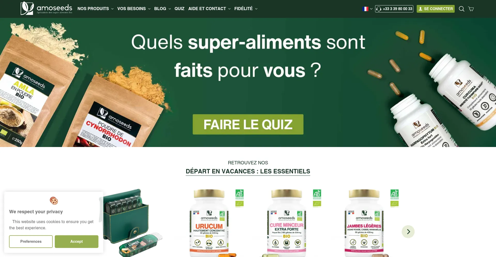 Website screenshot of Amoseeds.com