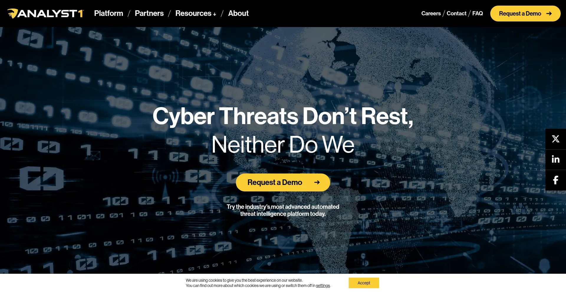 Website screenshot of Analyst1.com