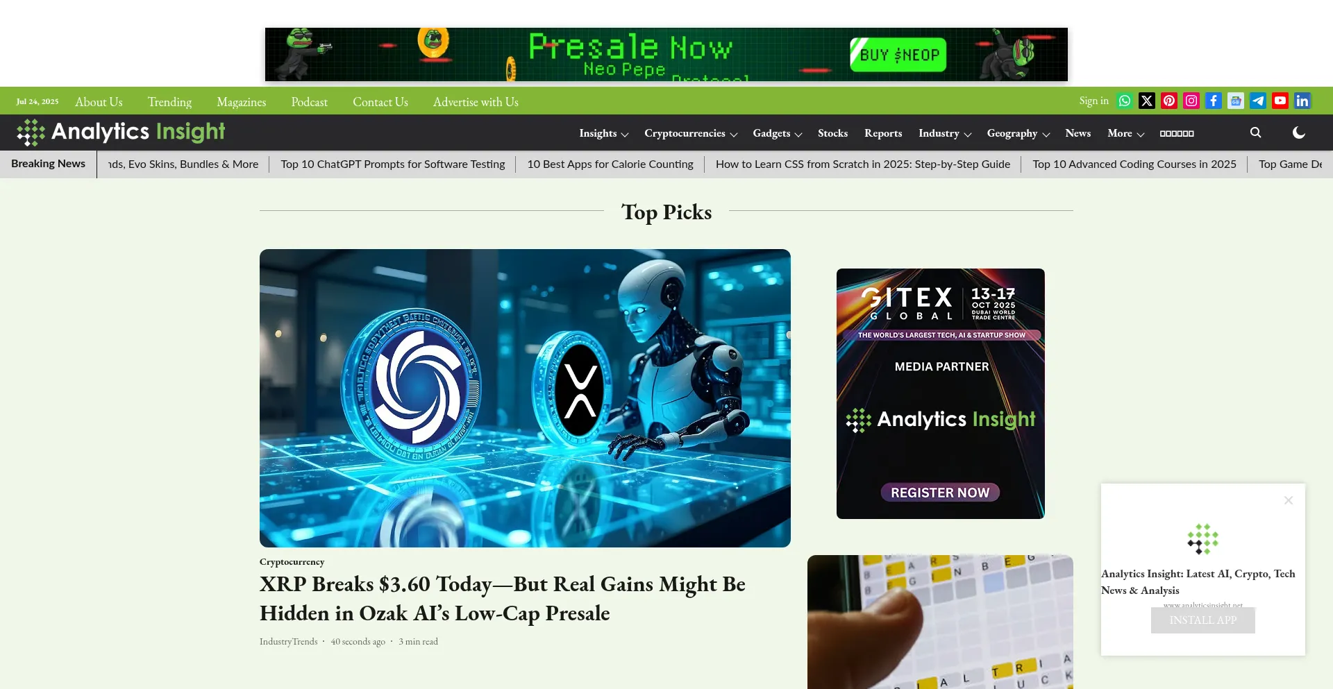 Website screenshot of Analyticsinsight.net
