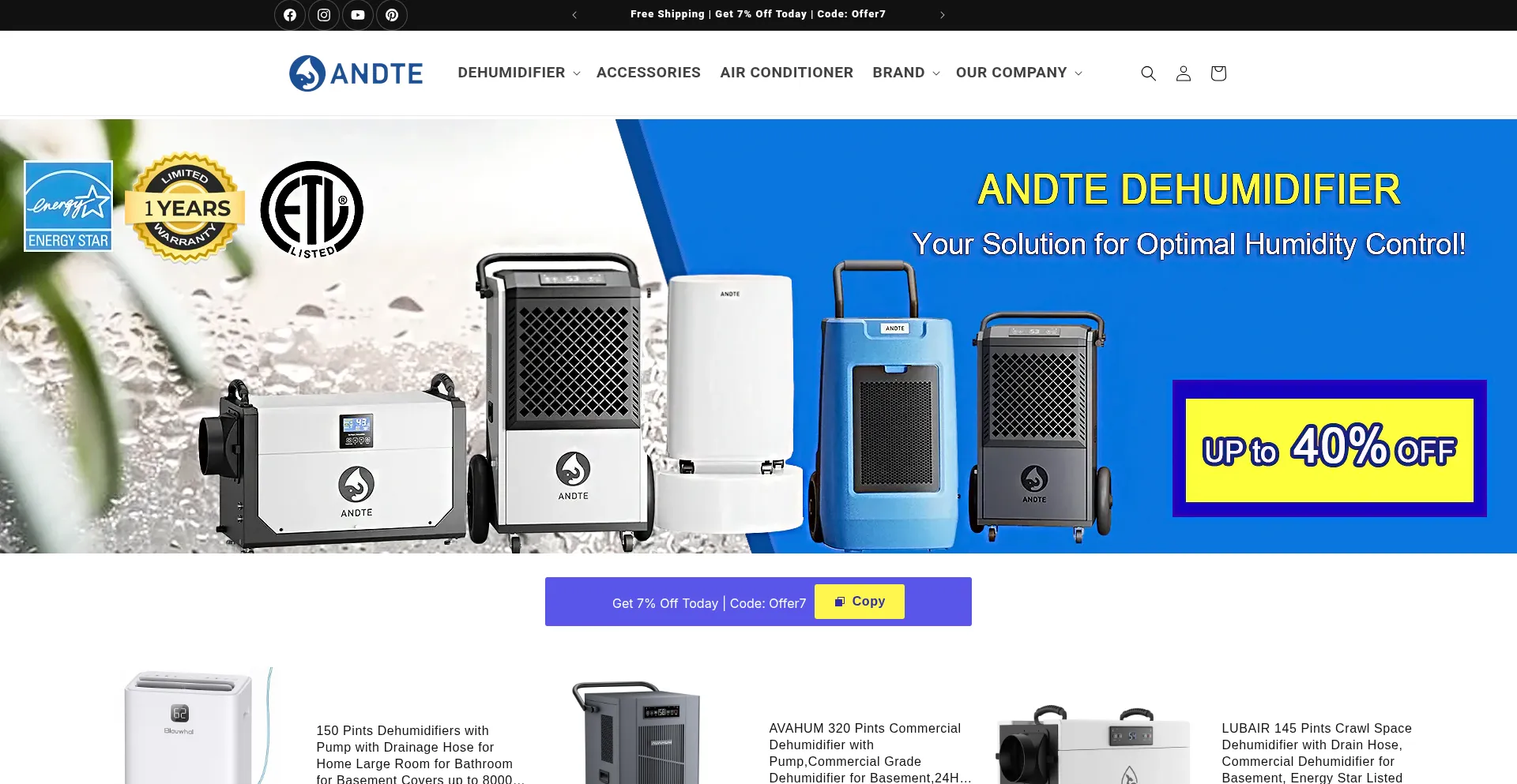 Website screenshot of Andten.com