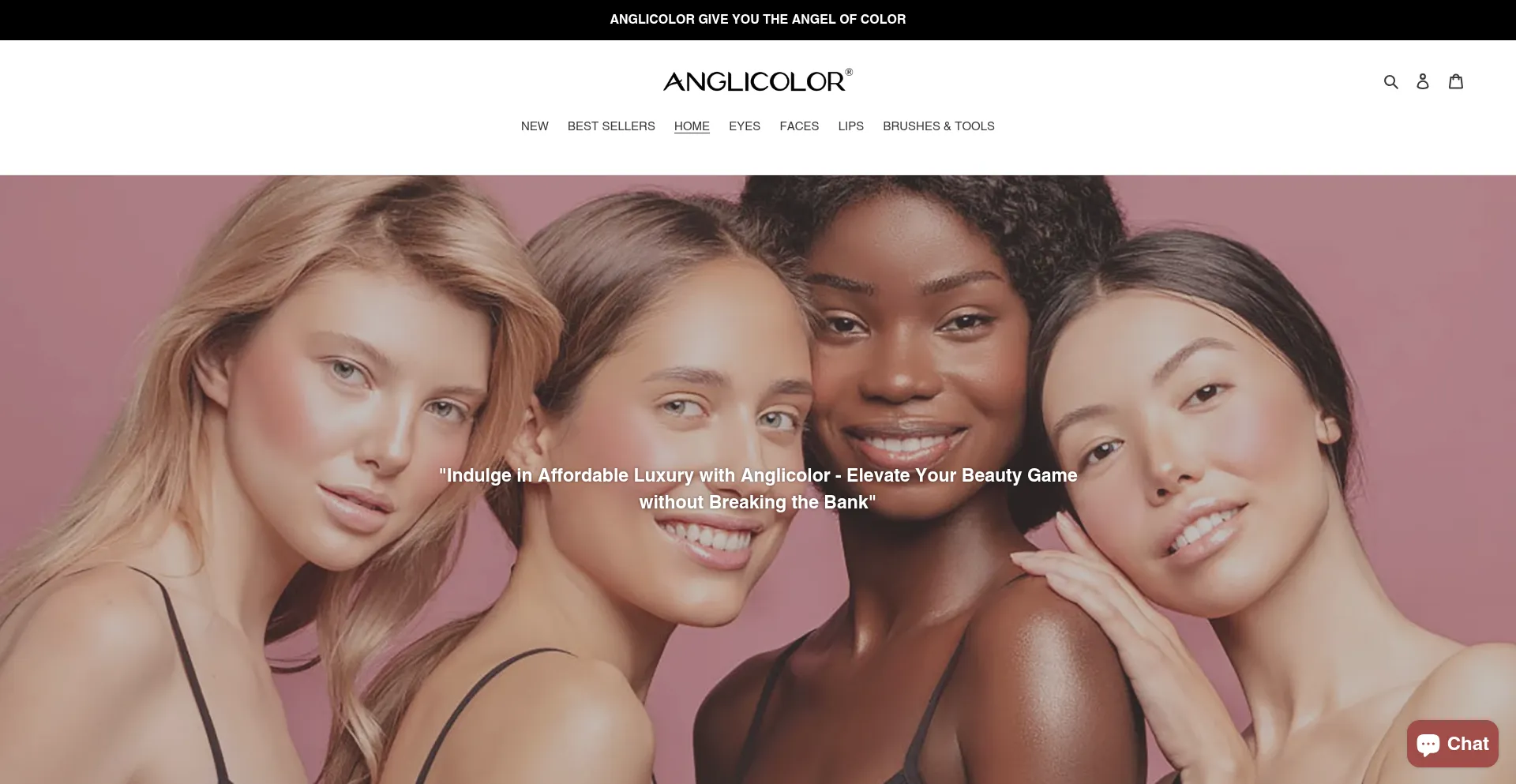 Website screenshot of Anglicolorcosmetics.com