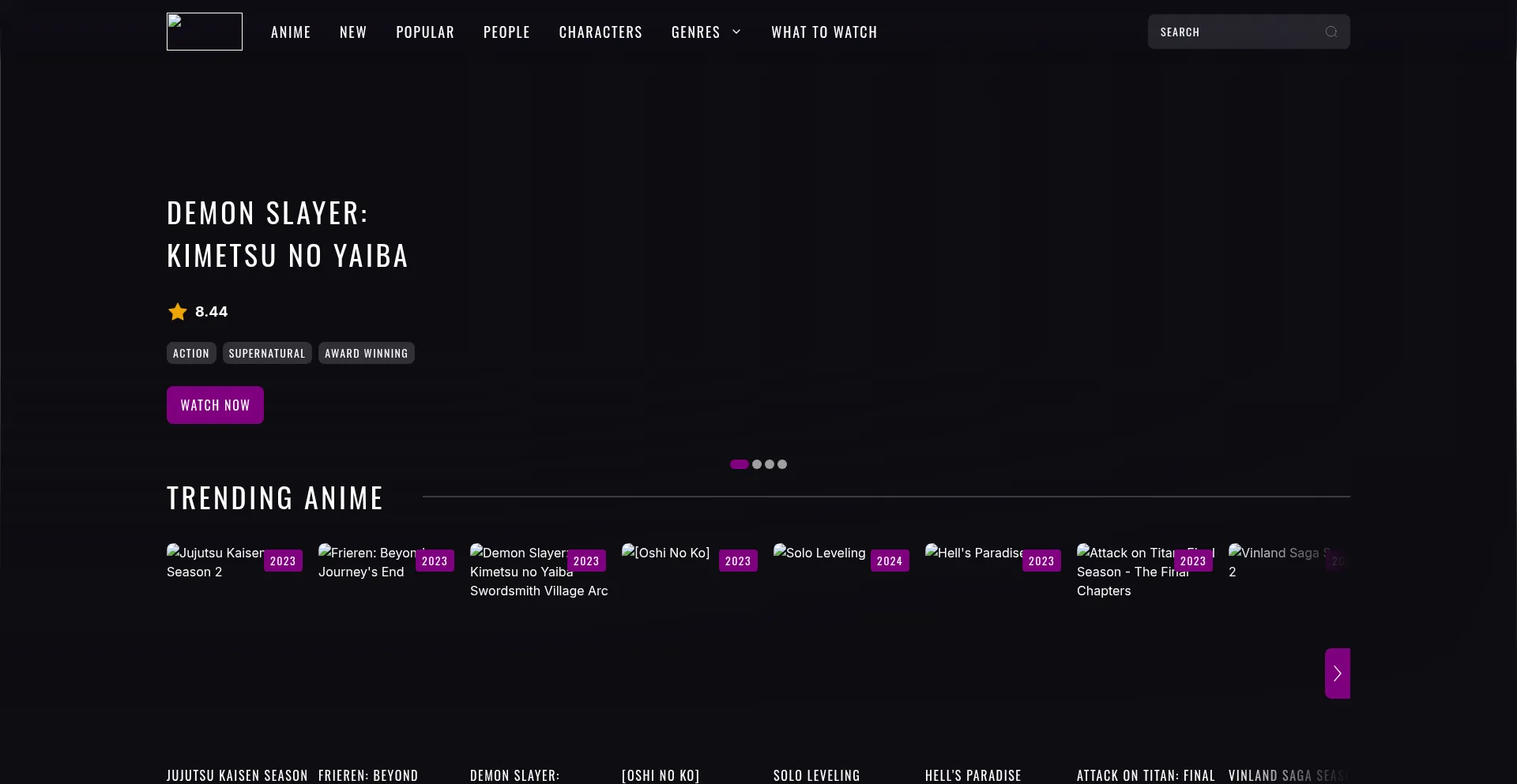 Website screenshot of Animeowl.xyz