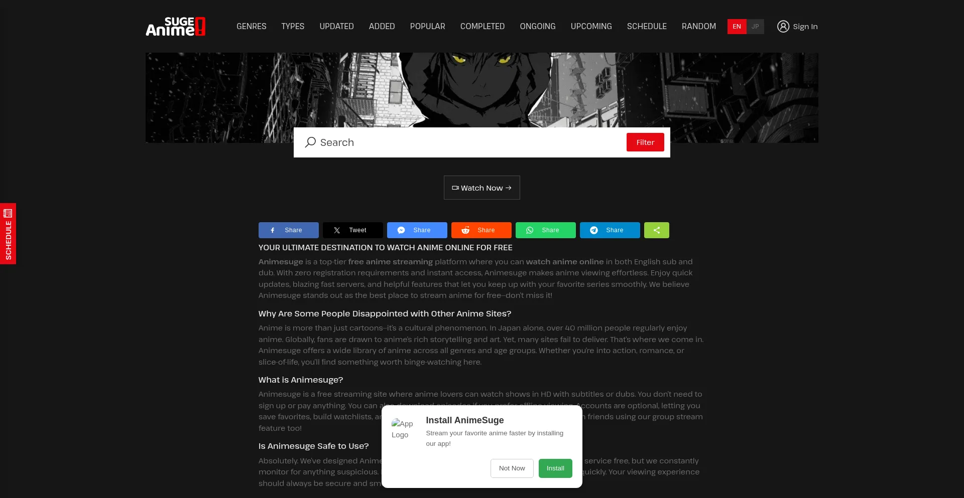 Website screenshot of Animesugetv.ro