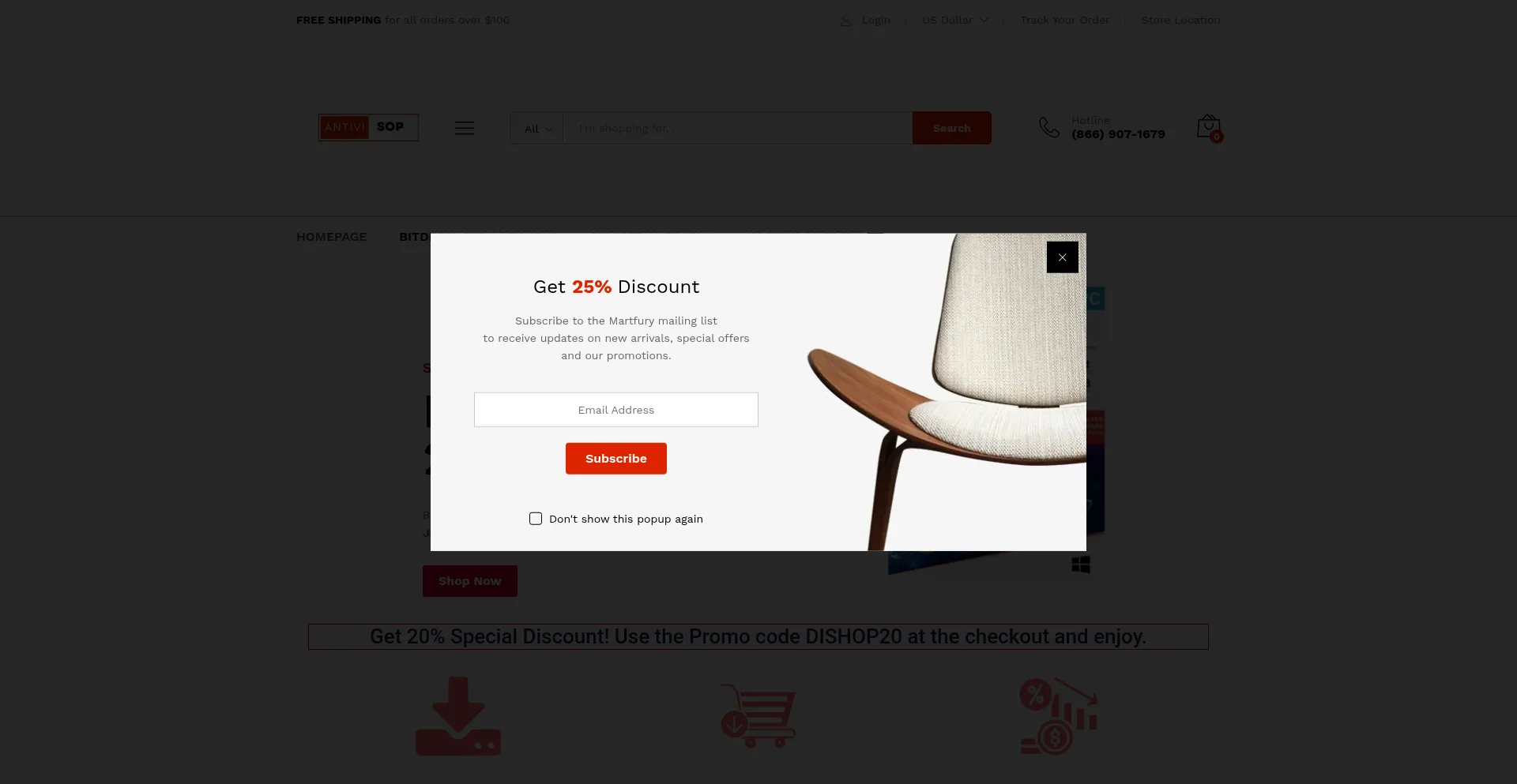 Website screenshot of Antivinty.com