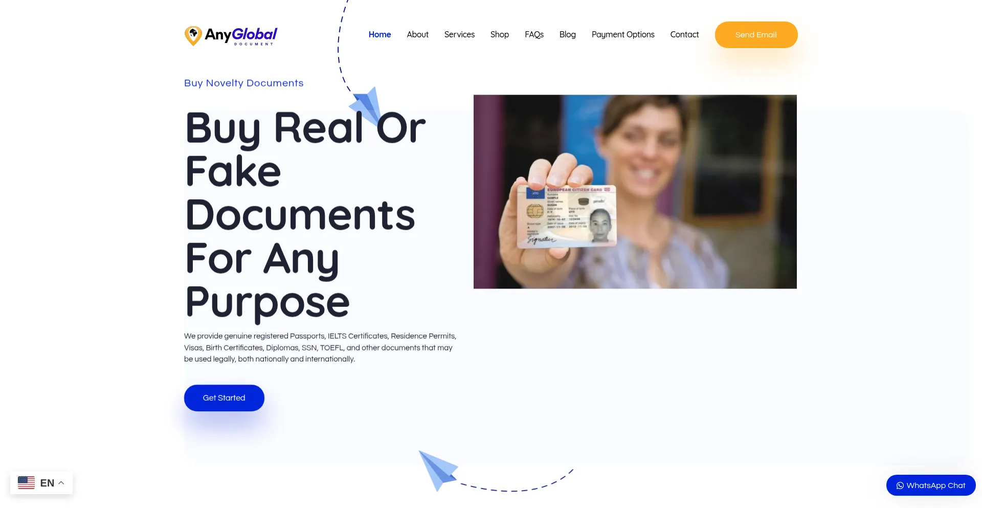 Website screenshot of Anyglobaldocument.com