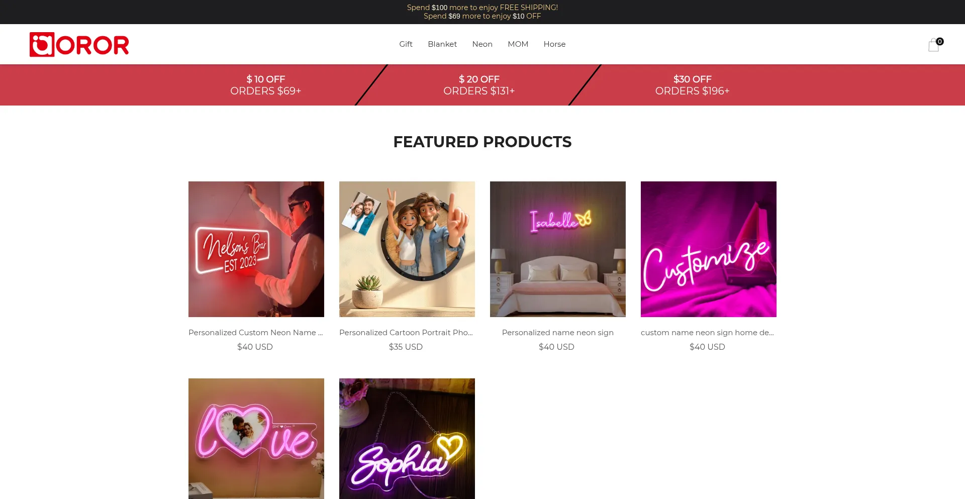 Website screenshot of Aoror.com