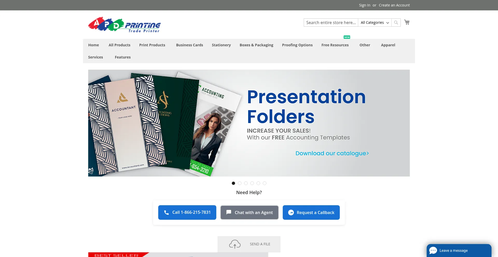 Website screenshot of Apdprinting.com