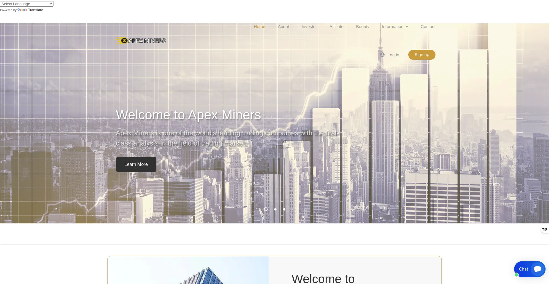 Website screenshot of Apex-miners.ltd