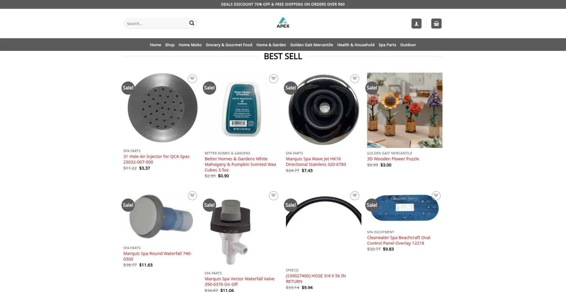 Website screenshot of Apextopshop.com