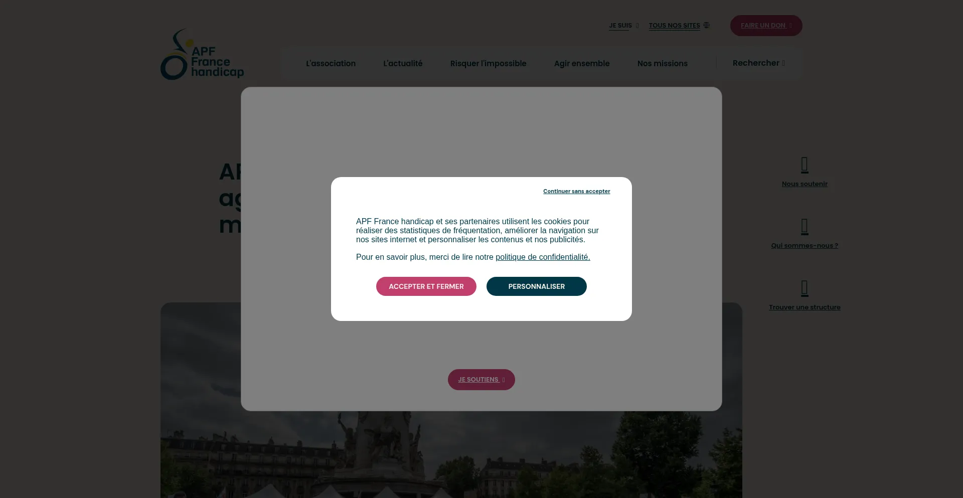 Website screenshot of Apf.asso.fr