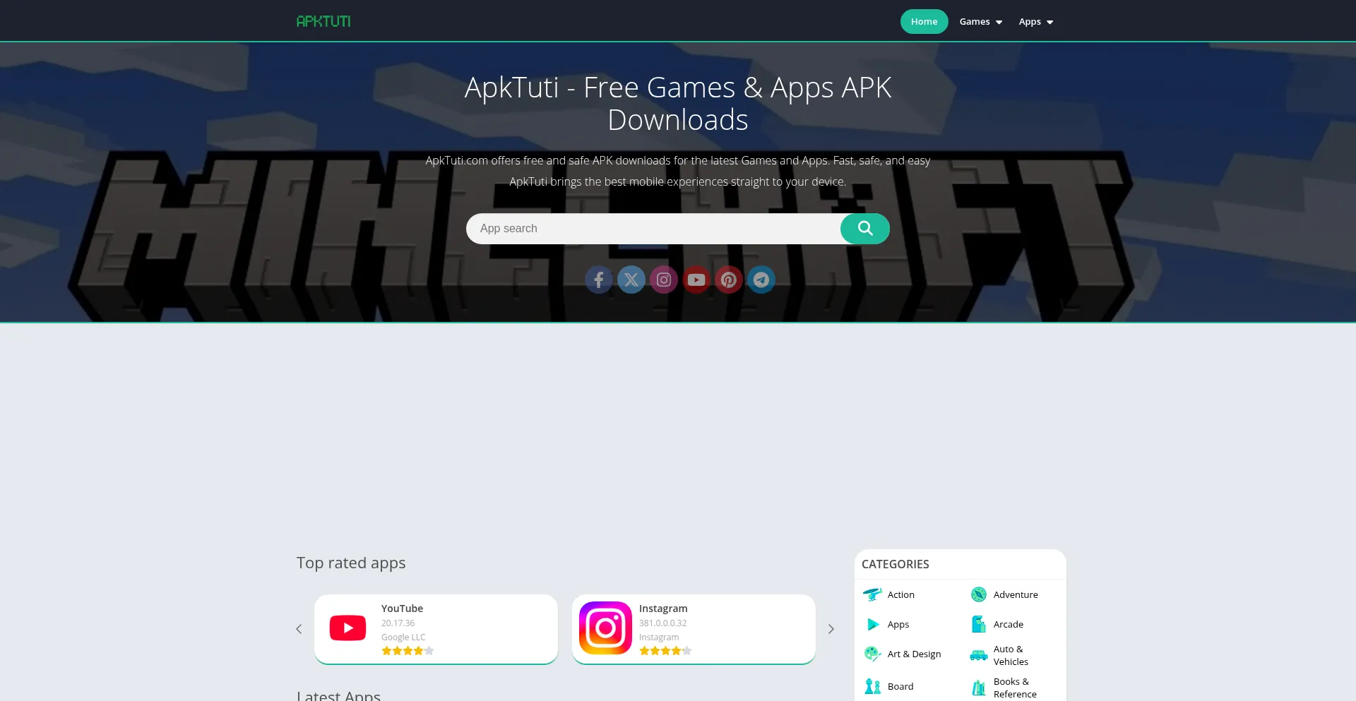 Website screenshot of Apktuti.com