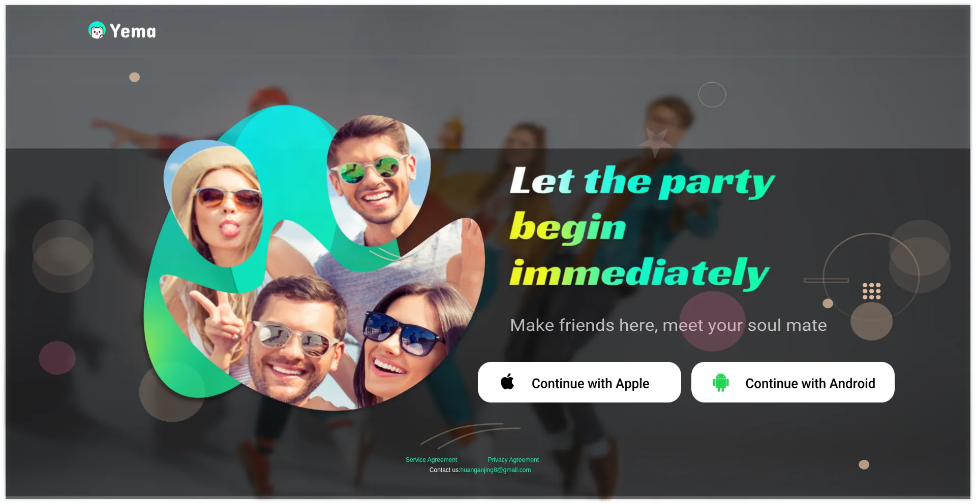 Website screenshot of App.liveyema.com
