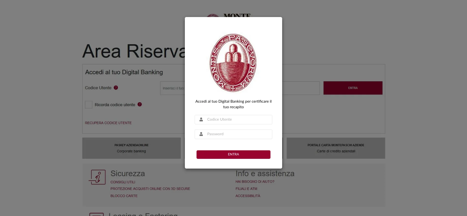 Website screenshot of App-antiriciclaggio-mps.com